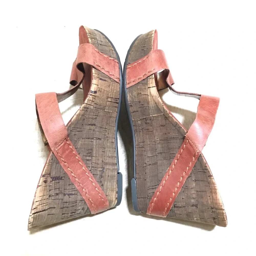 Nine West Enfete Wedges Leather Sandals Size 8